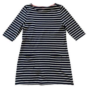 Boden Navy Blue Stripe Nautical Cotton Tshirt Dress Women’s Medium 3/4 Sleeves